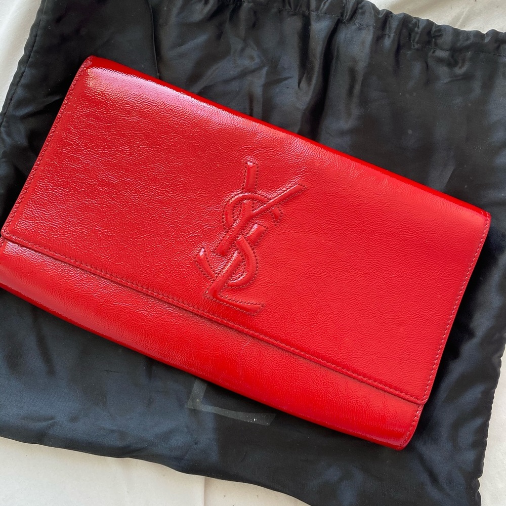 YSL Clutch + Logo Dust Bag